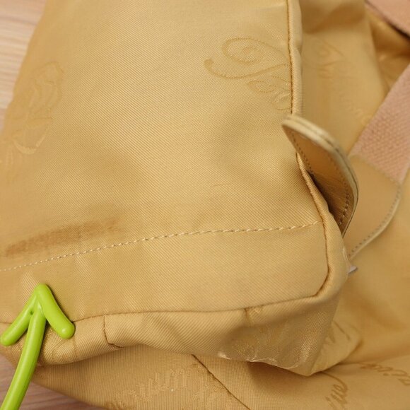 Beige Leather Nylon Backpack MEDIUM Light Italian Luxury Rose ITALY BLUMARINE - Picture 10 of 16